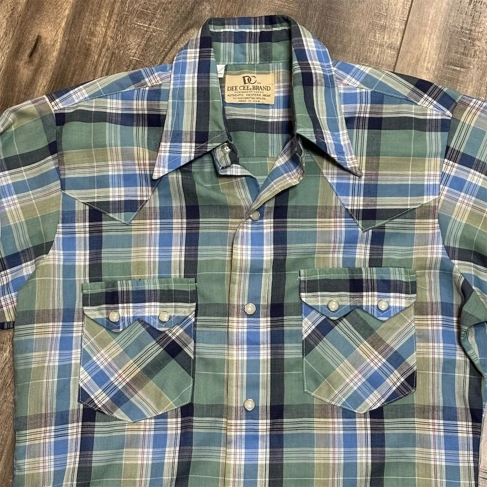 Dee Cee Men's Western Plaid Shirt Long Sleeve Snap‎ Casual 14½-M